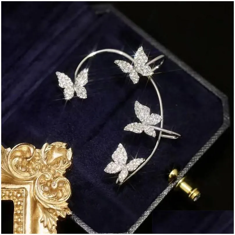 Ear Cuff Shiny Zircon Butterfly Without Piercing Earrings For Women Fashion Wrap Clip Earring Bride Wedding Jewelry Drop Delivery Dhog1