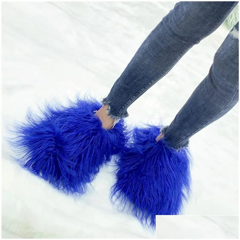 slippers designer long hair sheep fur slides for design women 39s drop delivery smt69