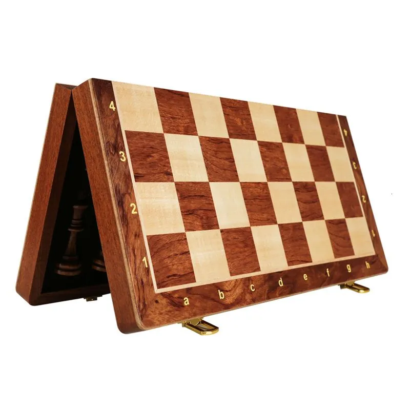 Games Chess Games Chess Set Top Grade Wooden Folding Big Traditional Classic Handwork Solid Wood Pieces Walnut Chessboard Children