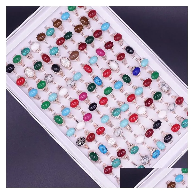Band Rings Selling Ruby Turquoise Gemstone Ring Men Womens 925 Sier Fashion Jewelry Mix Size Wholesale Drop Delivery Dhkyi