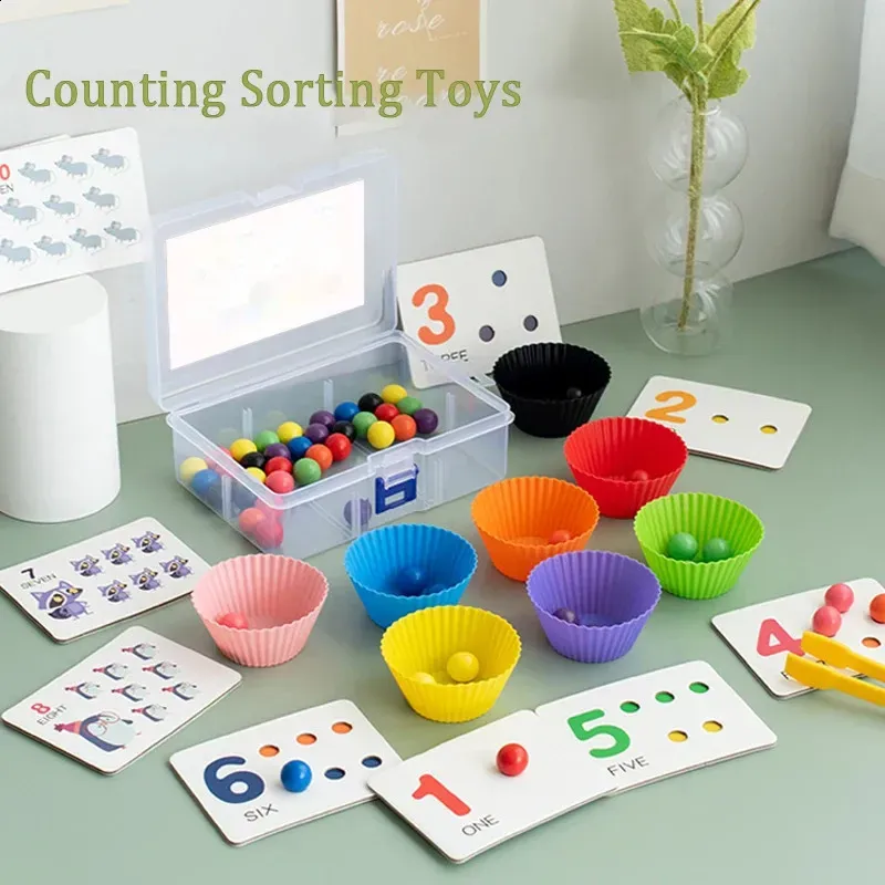 Kid Clip Beads Color Sorting Toys Montessori Counting Game Fine Motor Training Number Learning Children Education Matching 240131