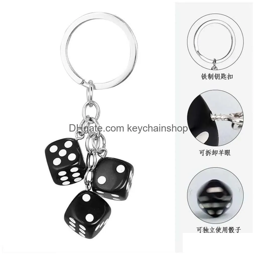 Keychains & Lanyards 2Pcs Creative Mti-Color Dice Keychain Women Men Funny Game Resin Keyrings Accessories Purse Ornaments Gift Drop Dhfq8