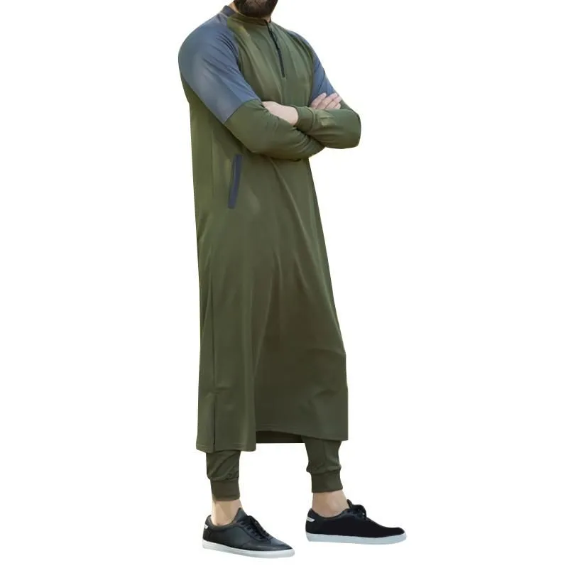 Men`s T-Shirts Men Muslim Gowns Jubba Thobe Arabic Islamic Clothing Middle East Arab Abaya Dubai Long Robes Traditional Kaftan Jacket