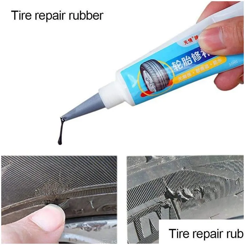 Other Auto Electronics 30Ml Car Tire Repair Glue Strong Black Soft Rubber Motorcycle Truck Wheel Tyre Puncture Seal Drop Delivery Mo