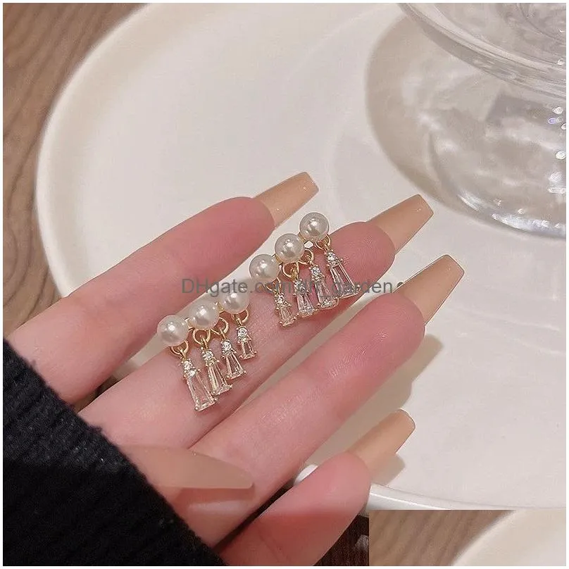 Dangle & Chandelier Fashion Designers Pearl Small Tassel Earrings For Women Korean Style 2023 New Trendy Jewelry Drop Delive Dhgarden Dhkgr