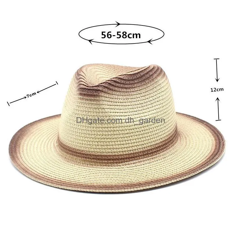 Stingy Brim Hats Summer Panama Hat Women Khaki Beach St Fedora Female Vintage Casual Sombrero Trilby Sun Chapeau Drop Delive Dhgarden Dhbv1