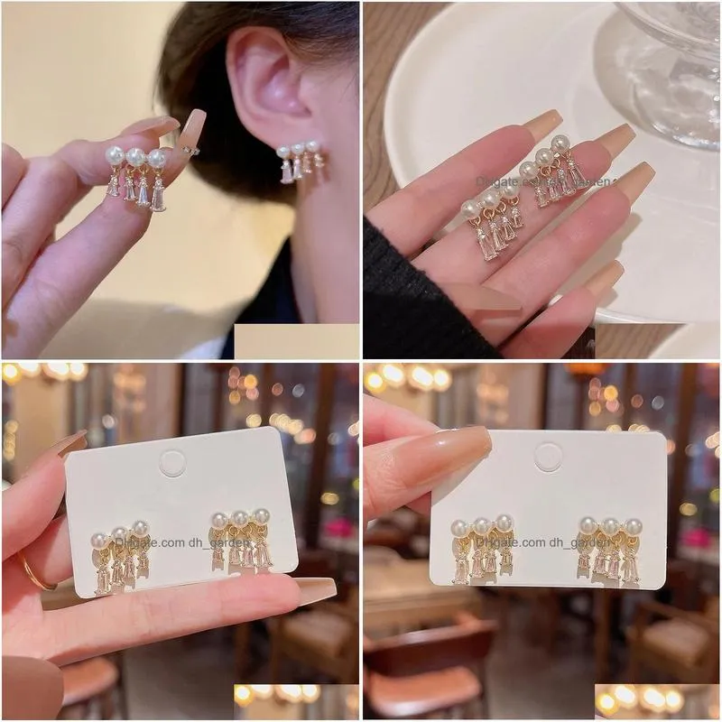 Dangle & Chandelier Fashion Designers Pearl Small Tassel Earrings For Women Korean Style 2023 New Trendy Jewelry Drop Delive Dhgarden Dhkgr