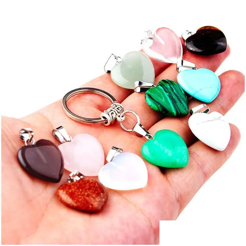 Key Rings Selling Healing Crystals Amethyst Rose Quartz Bead Chakra Point Women Men Natural Stone Heart Star Keychain Drop Delivery J Dh9Rv