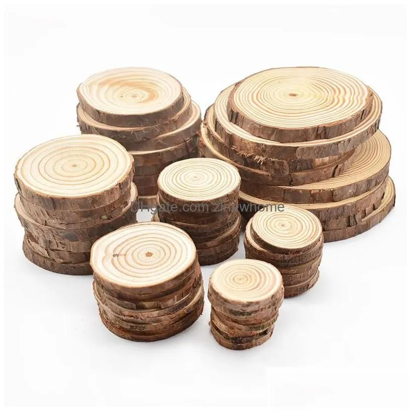 craft tools thicken natural pine round wood slices unfinished circles with tree bark log discs diy crafts christmas party painting dro