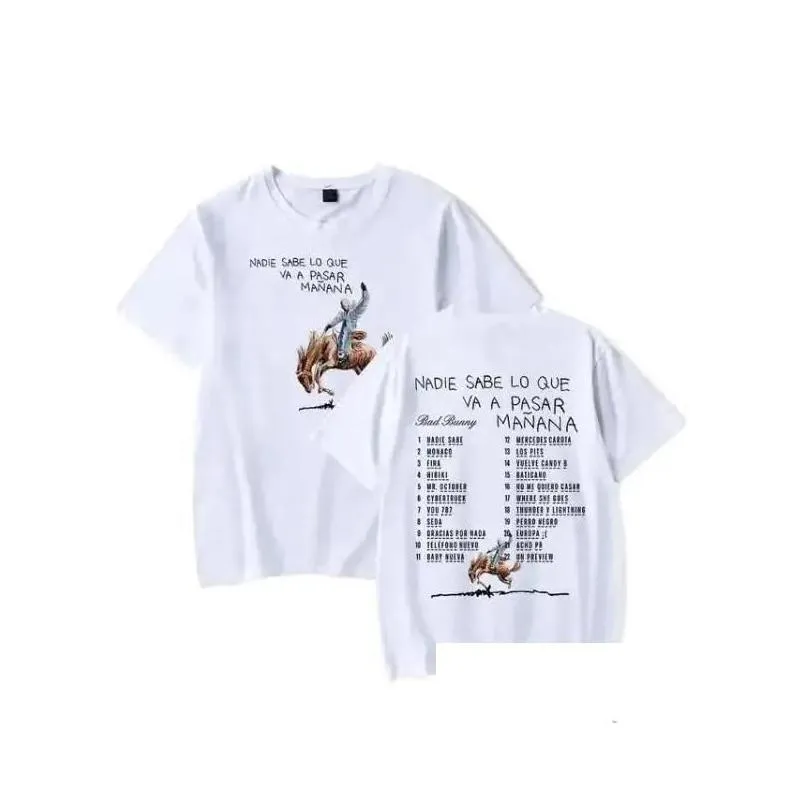 mens t-shirts rapper bad bunny most wanted tour 2024 oversized t shirt women men summer fashion o-neck short sleeve funny tshirt grap