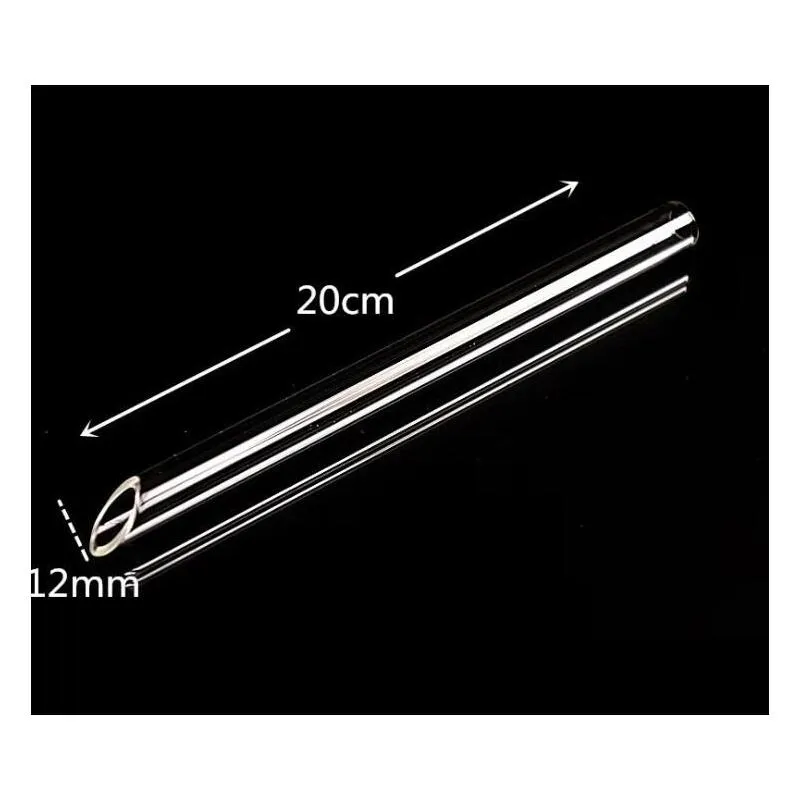 Drinking Straws Transparent Glass Sts Clear Reusable Wedding Birthday Party Thick Straight Pipe 20Cm Drop Delivery Home Garden Kitchen Dh5Vw