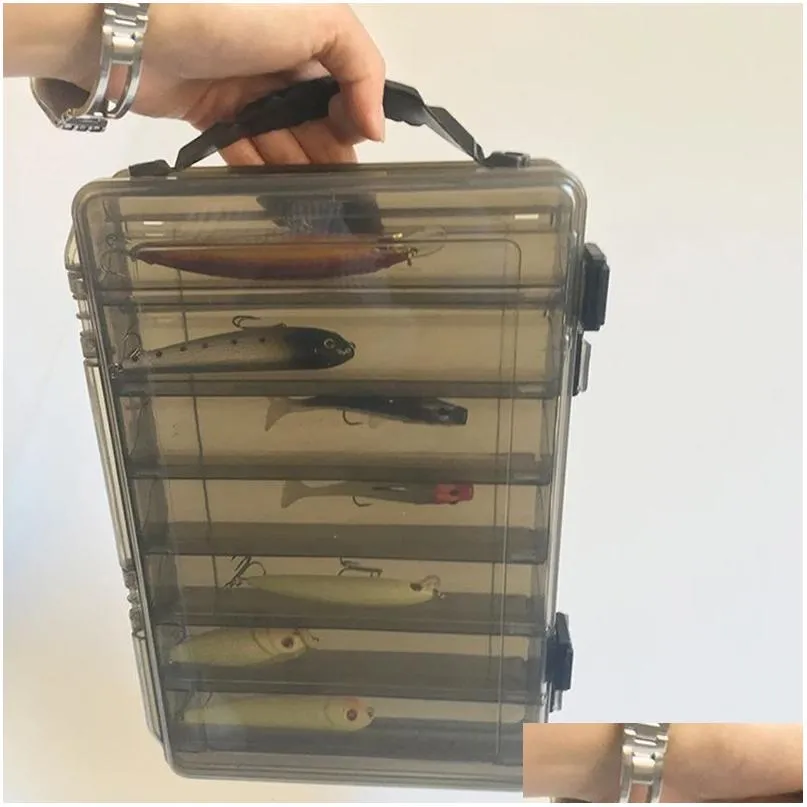 Boxes Largecapacity Fishing Tackle Box Doubledecker Subbait Box Portable Bait Fishing Gear Storage Box