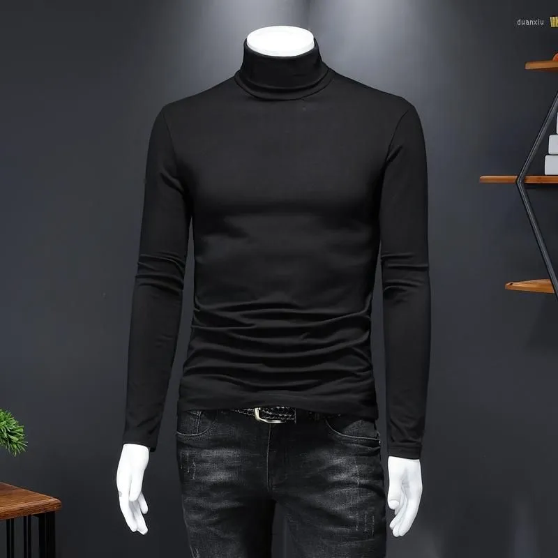 Men`s T Shirts 2023 Autumn And Winter Cotton High-neck Bottoming Shirt Slim Long-sleeved T-shirt Thick Plus Size Compassionate