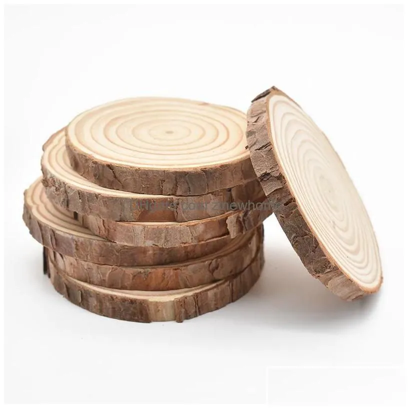 Craft Tools Thicken Natural Pine Round Wood Slices Unfinished Circles With Tree Bark Log Discs Diy Crafts Christmas Party Painting Dro