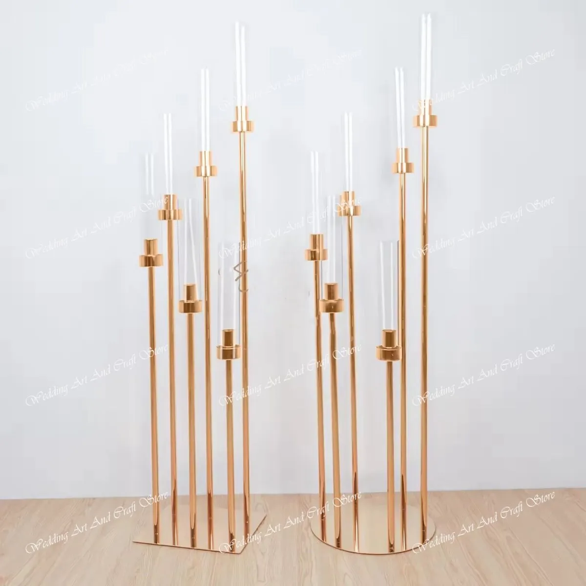 Tall Centerpieces Wedding Gold Vase Cylinder Pedestal Stands Display for Tables Metal High Vases Column Geometric Flower Stand 780