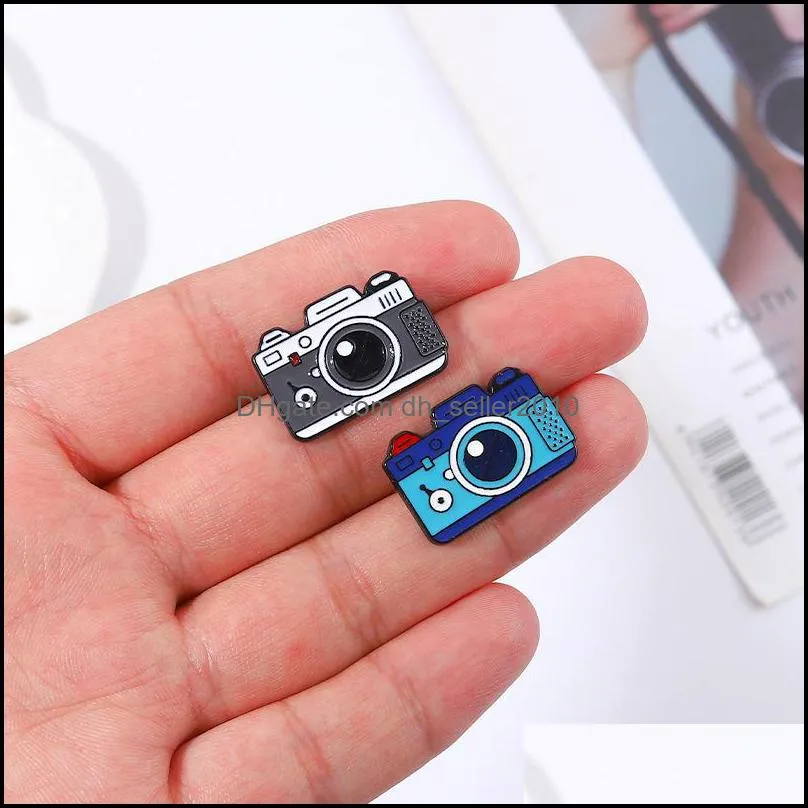 Pins, Brooches Man Hard Enamel Pin Cartoon Funny Colorf Camera Shaped Badge Jewelry Clothing Accessories Metal Women Delicate Brooch Dhfwc