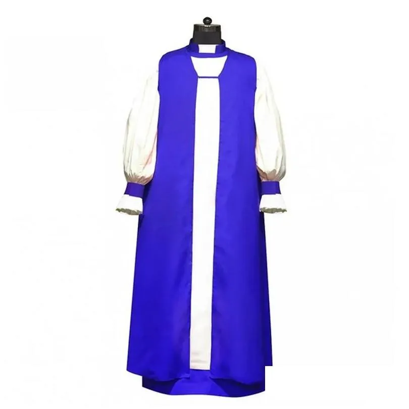 Ethnic Clothing Mens Chimere And Rochet Set Church Costume Long Sleeve Slim Clergy Tunic Cotton Cassocks Stand Collar Tradition Pries Otfxv