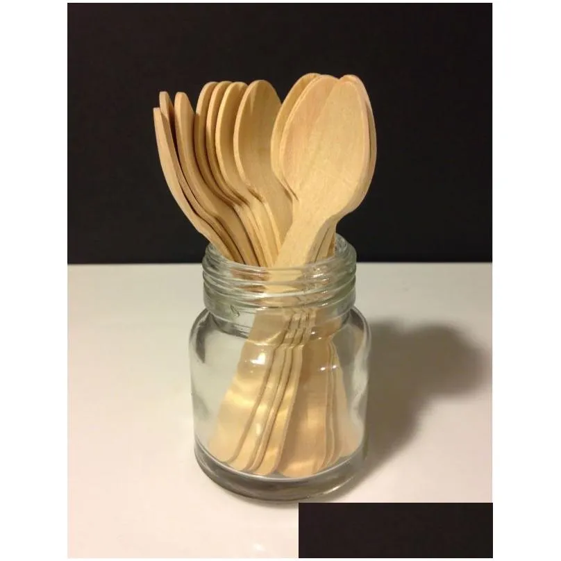 Forks Wooden Spoons 50 Small Disposable Utensils Ice Cream Mini Dessert Wood Sierware Wedding Drop Delivery Home Garden Kitchen, Dinin Dh68Y