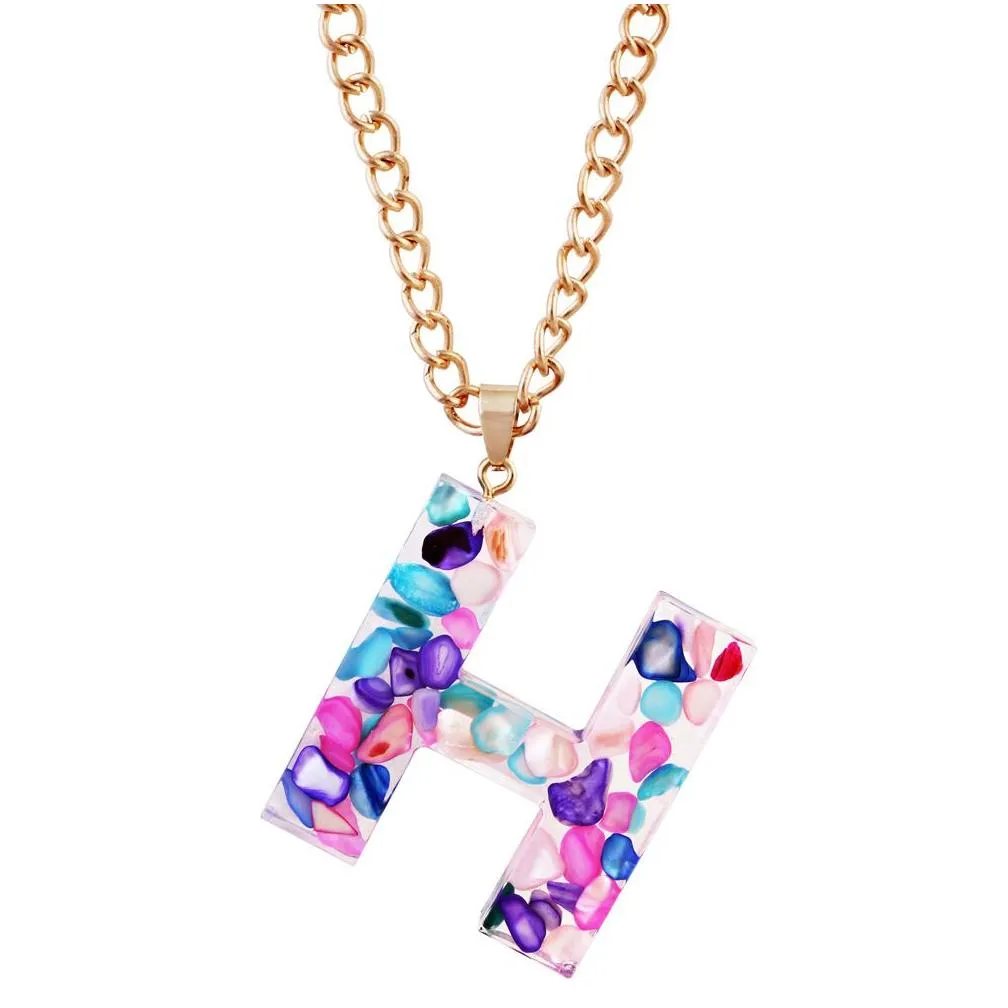Pendant Necklaces New Arrival Mticolor Acrylic Acetic Acid Sheet Long Chain Necklace 26 Initial Letter Fashion Jewelry For Drop Delive Dh6Lu