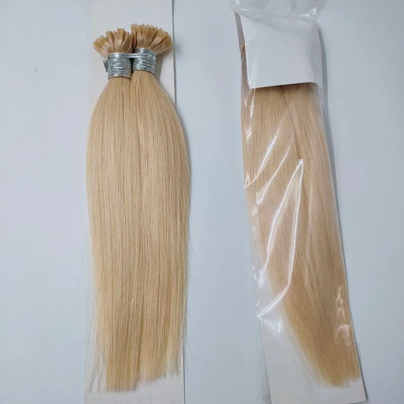 keratin fusion brazilian european hair blonde color 613 flat tip hair one donor remy virgin straight pre bonded human hairextensions