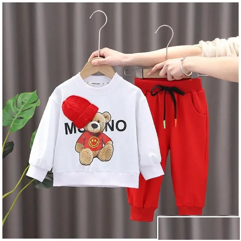 Clothing Sets Baby Girls Boys Children Casual Clothes Spring Kids Vacation Outfits Fall Cartoon Long Sleeve T Shirt Pants Drop Deliv