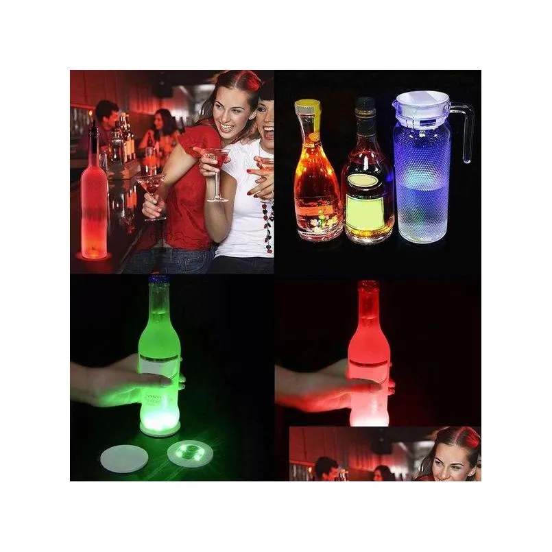 Other Event & Party Supplies Mini Glow Coaster Led Bottle Light Stickers Festival Nightclub Bar Vase Decoration Glorifier Drink Cup Ma Dhelb