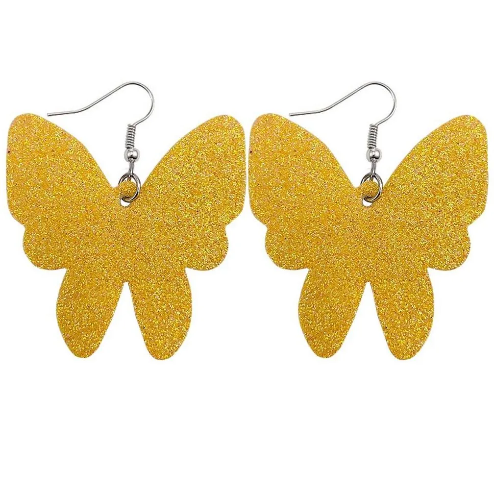 Dangle & Chandelier Best Selling Lady Fashion Leather Earring For Women Wedding Luxury Jewelry Statement Shiny Butterfly Earrings Jew Dhato