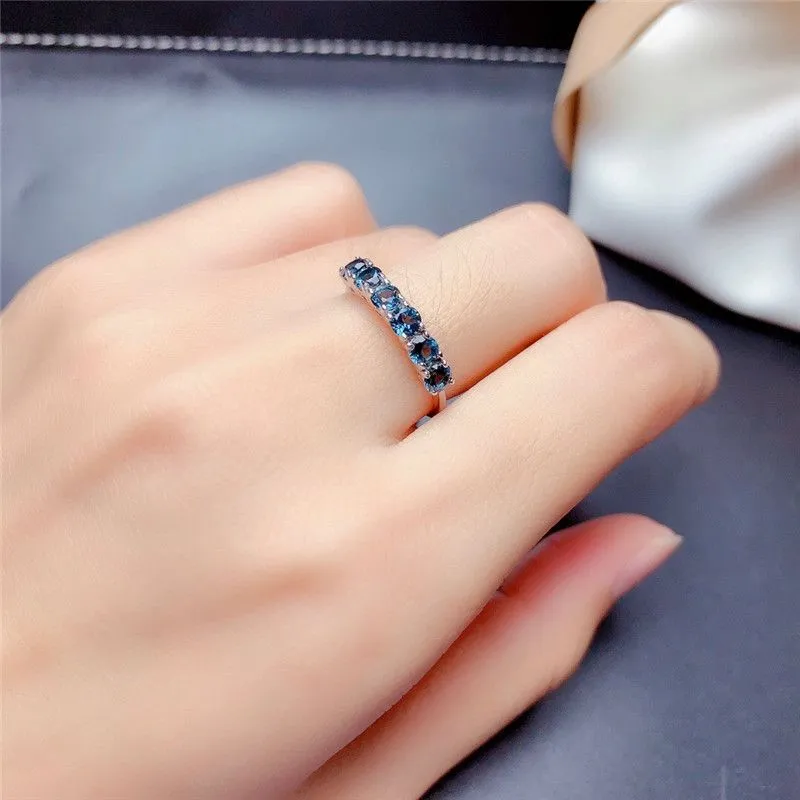 LeeChee London Blue Topaz Ring 3MM Natural Gemstone Jewelry for Young Girl Birthday Gift Real 825 Sterling Silver2468348