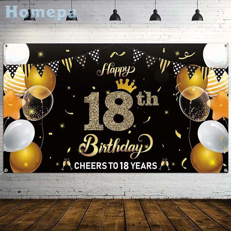 Party Decoration 18th Happy Birthday Backdrop Banner Cheers 18 Years Teenager Background Decor Indoor Outdoor Po Props Supplies For