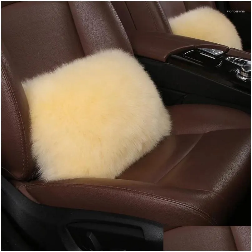 Car Seat Covers Waist Office Chair Pure Wool Plush Cushion Backrest Pillow Fluffy