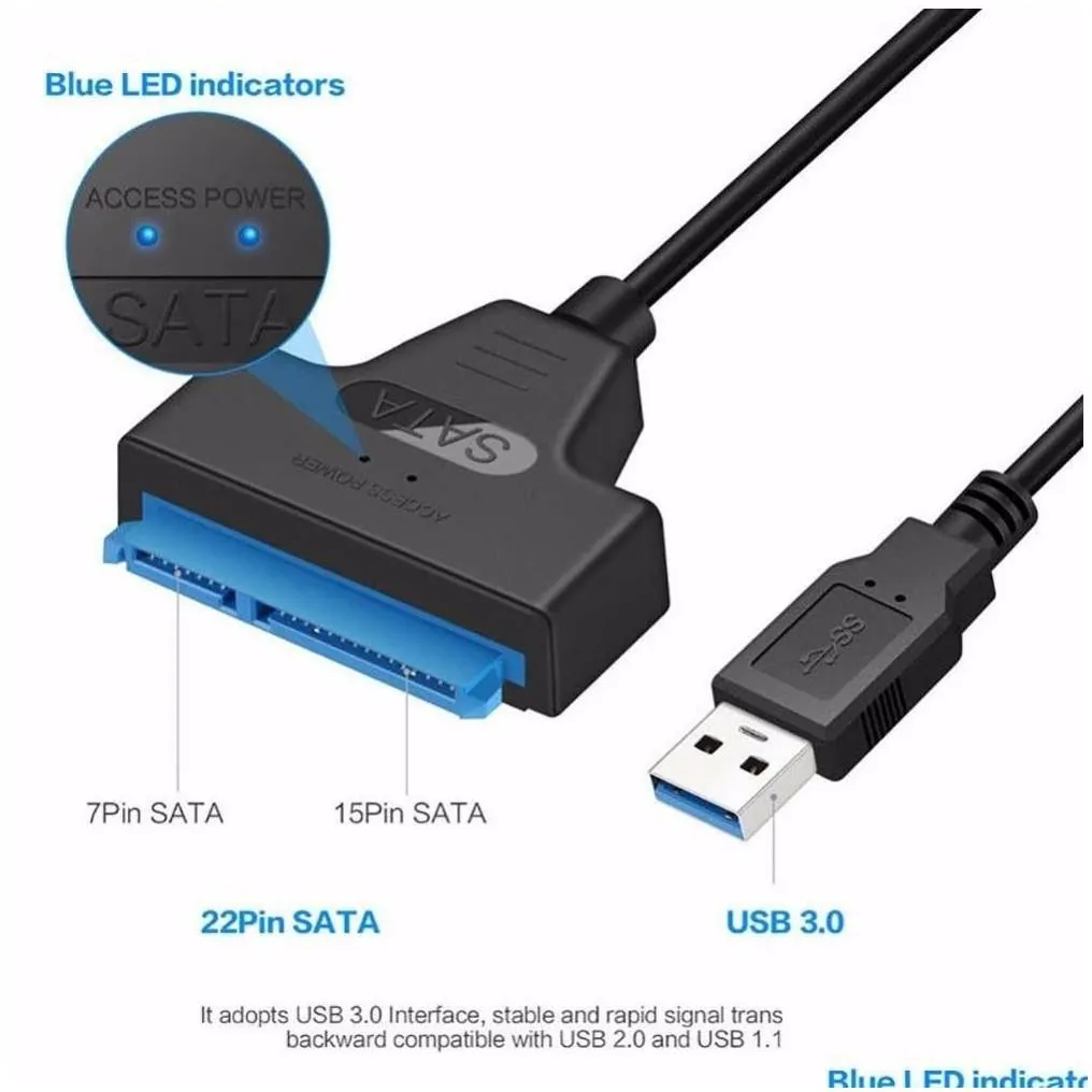 Computer Cables Connectors Usb 3.0 To Sata Adapter Converter For 2.5 Inch Ssd/Hdd Support Uasp High Speed Data Transmission Drop Deliv