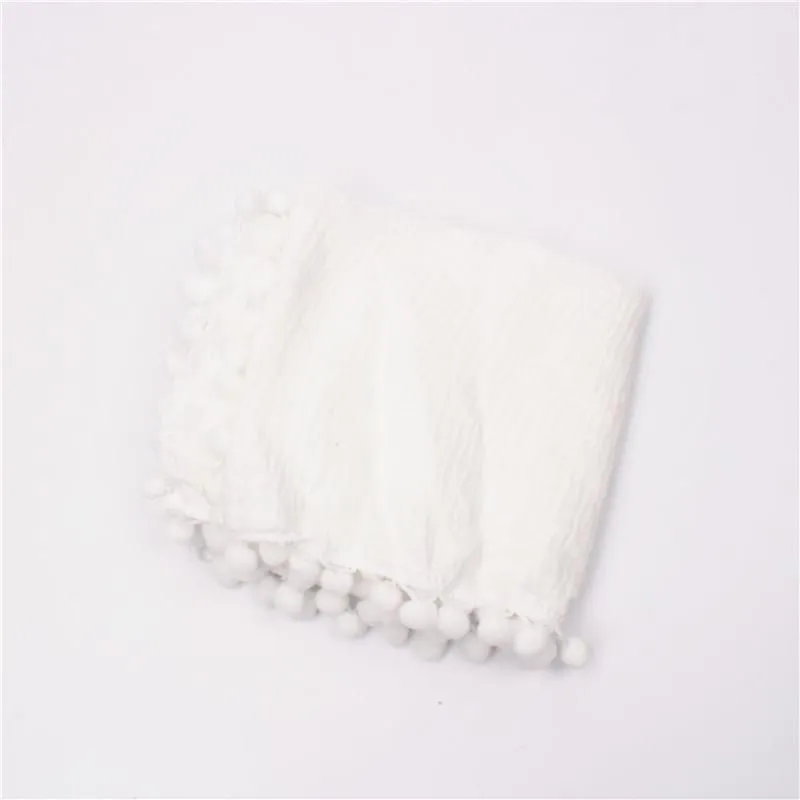 Blankets & Swaddling Muslin Baby Born Diaper Swaddle Towel Bath Gauze Pompom Blanket Wrap Sleepsack Stroller CoverBlankets