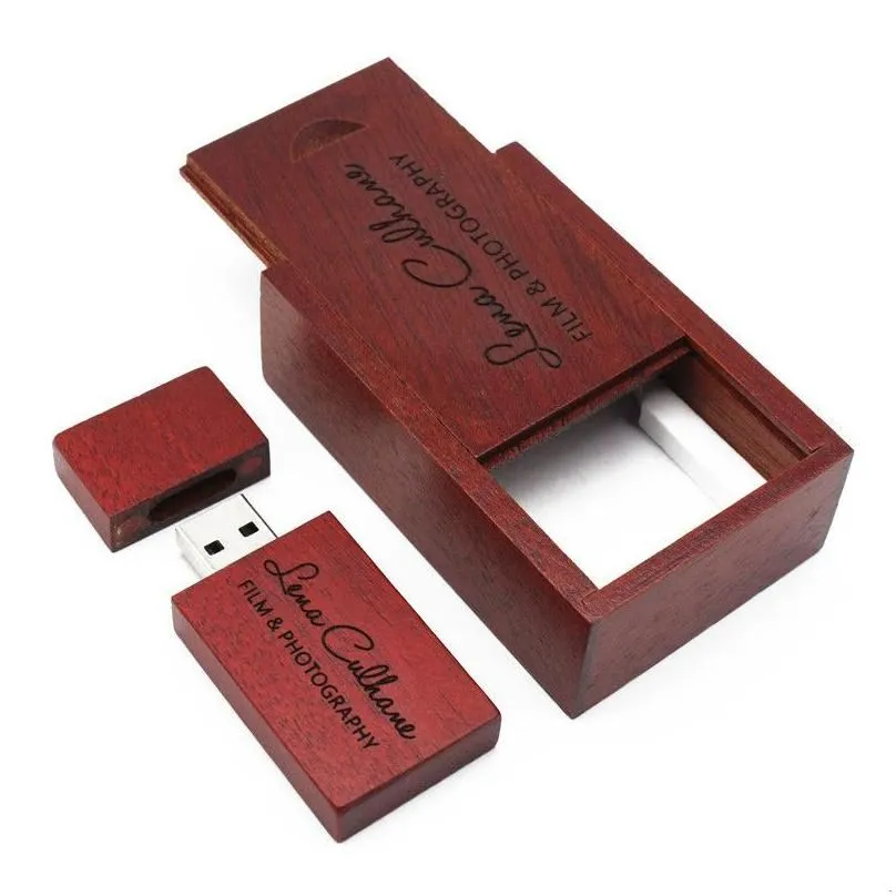 Other Drives Storages Wholesale Custom Made Logo Wooden Usb Flash Drive 32Gb Pendrive 4Gb 8Gb 16Gb Memory Stick Pography Gifts U Disk