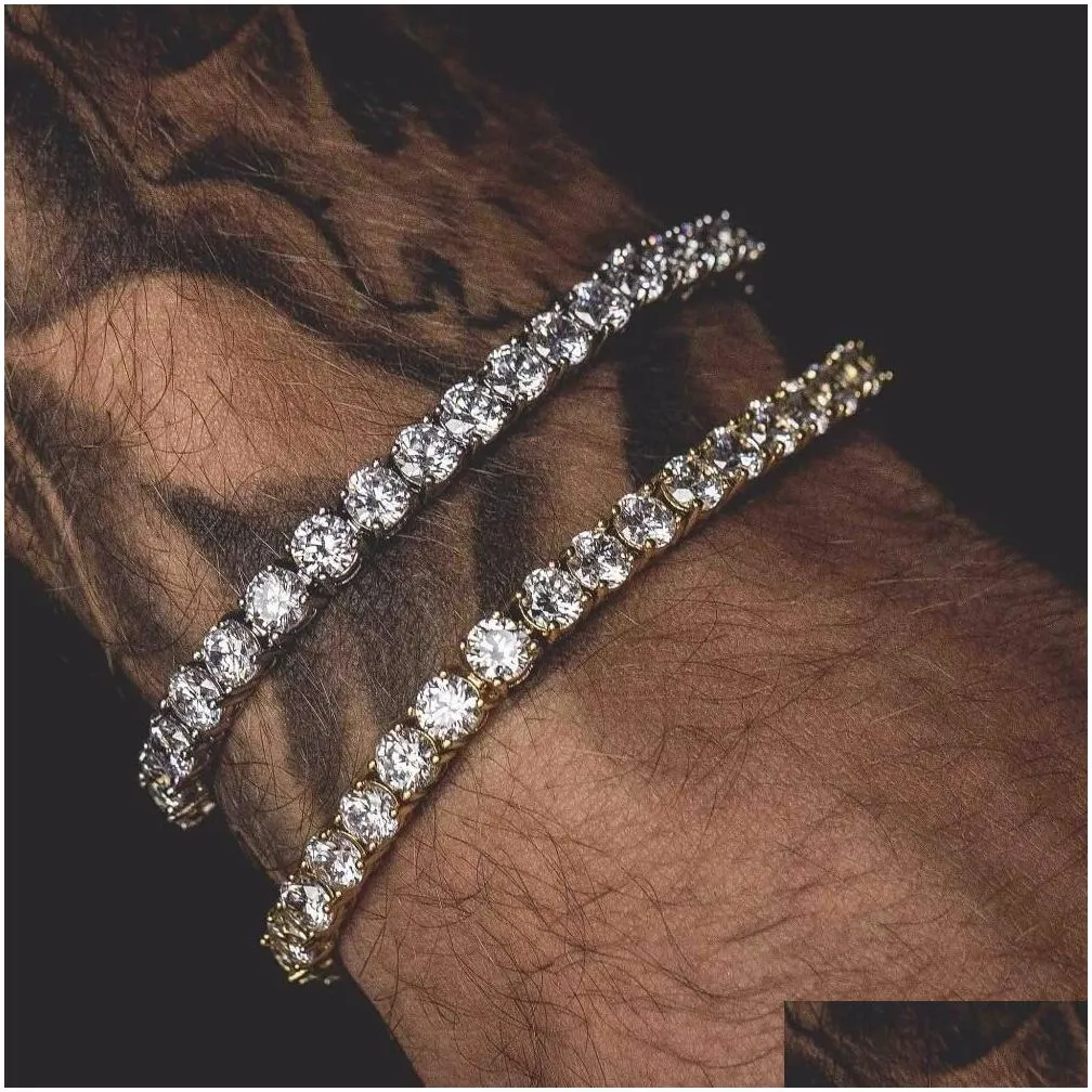 Charm Bracelets Selling Men Womens 10Mm Zirconia Triple Lock Hiphop Jewelry 1 Row Cubic Luxury Iced Out Tennis Bracelet 8 Inch Drop D Dhjtq