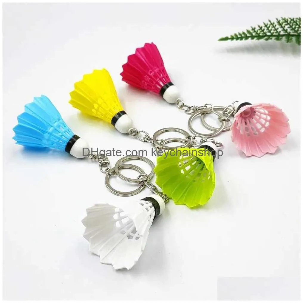 Keychains & Lanyards 2Pcs Mini Color Badminton Keychain Funny Sports Lover Keyring For Women Men Key Accessories Party Gift R231005 D Dhkb4