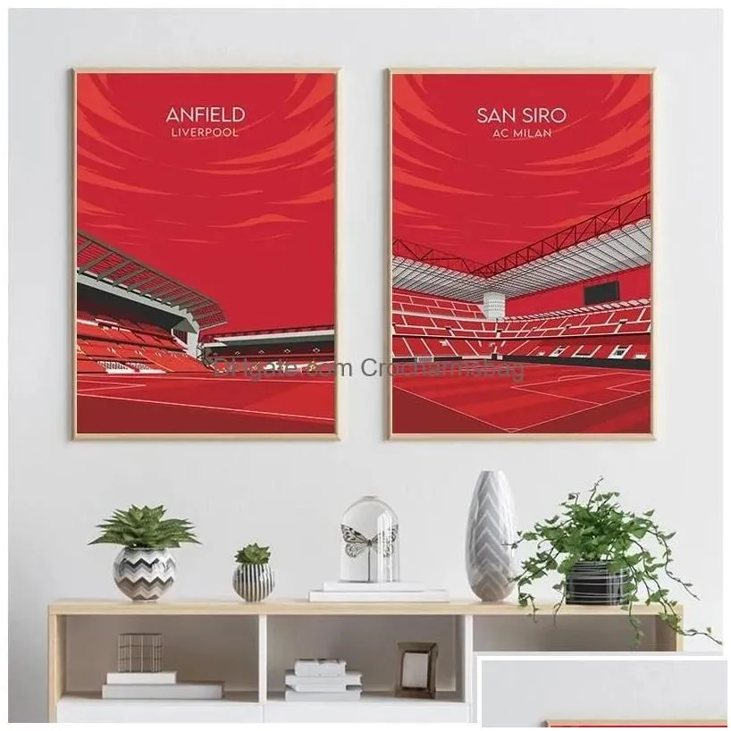 Paintings Sports Venue Canvas Painting Football Field Cricket Wall Art Nordic Poster And Print Cartoon Pictures For Teen Room Decor Gi