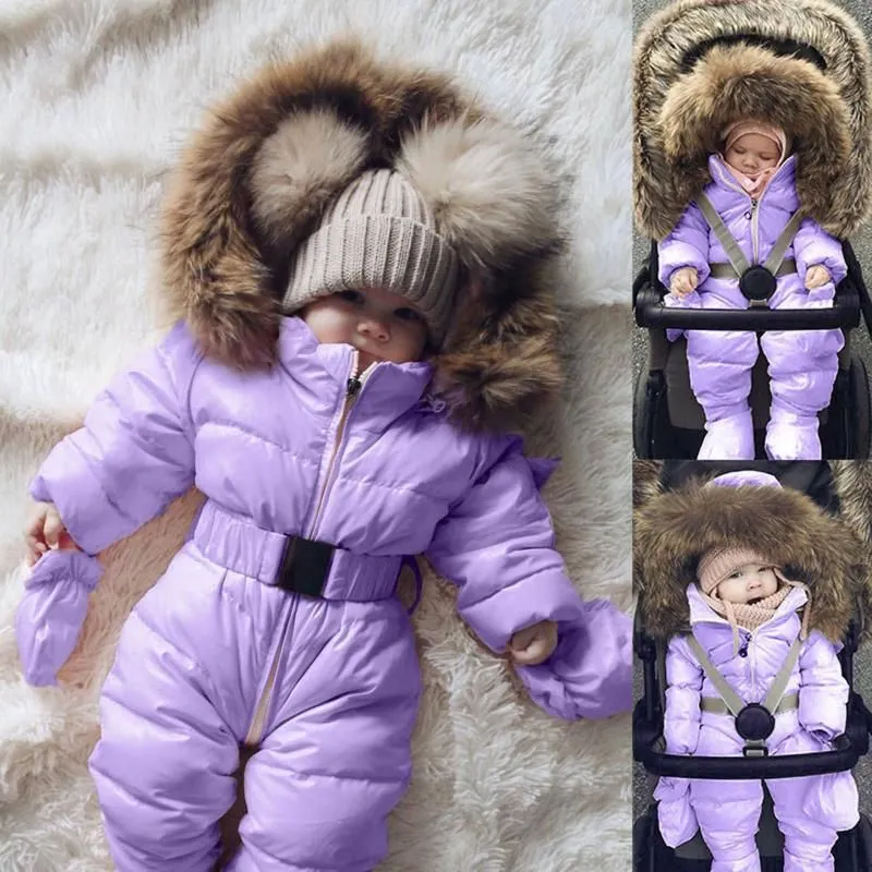 Jumpsuits Baby Romper Coat Winter Infant Girl Boy Snowsuit Hooded Plus Velvet Thick Warm Outerwear Stroller Jacket Jumpsuit Born