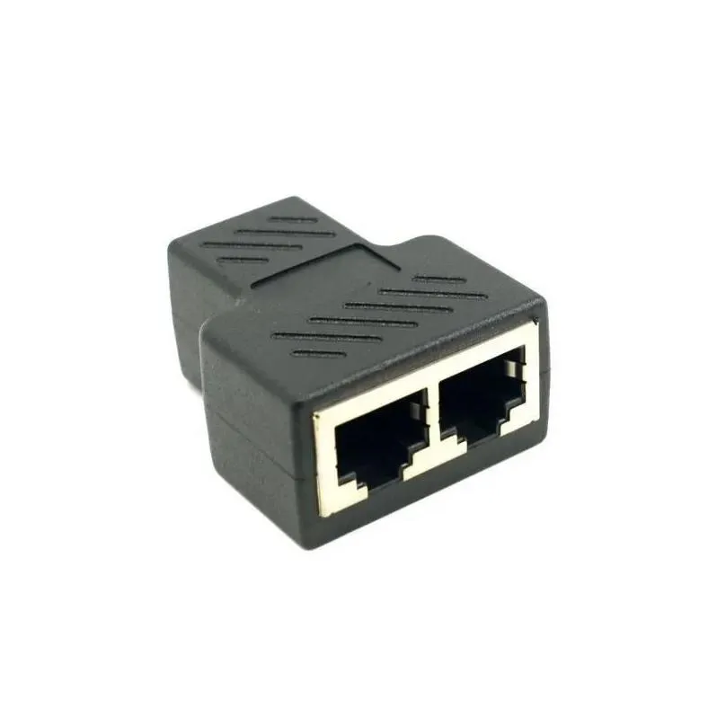 1pc Black Ethernet Adapter Lan Cable Extender Splitter for Internet Connection Cat5 RJ45 Splitter Coupler Contact Modular Plug