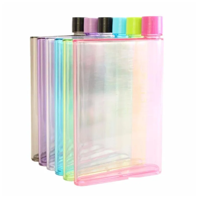 Water Bottles A5 A6 Paper Cup Flat Bottle Bpa Clear Book Portable Pad Drinks Kettle Notebook Drop Delivery Home Garden Kitchen, Dining Dhg7I