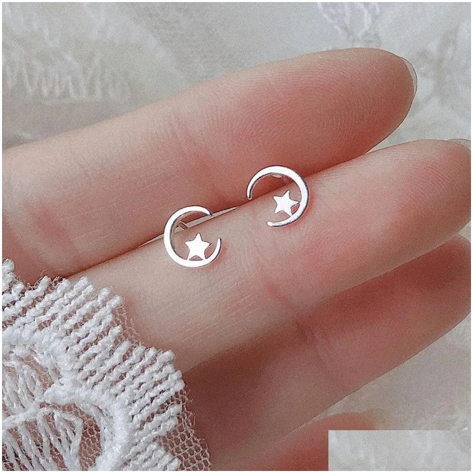 Stud Fashion 925 Sier Needle Korean Earrings Women Girls Cute Bowknot Face Love Heart Earring Wholesale 10-12Mm Drop Delivery Jewelry Dhimd