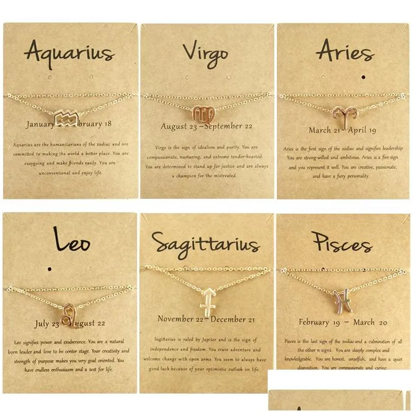 Anklets Zodiac Bracelets For Women 2021 Simple 12 Constellations Foot Jewelry Wholesale With Gift Card Drop Delivery Dhx6J