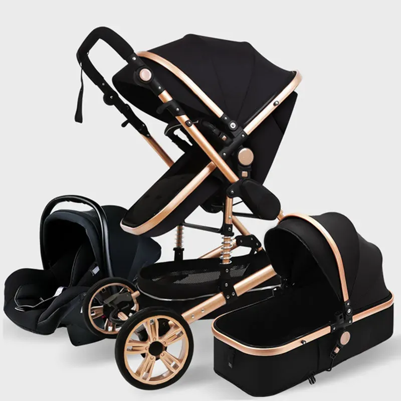 Baby Stroller 3 in 1 Genuine Portable Carriage Fold Pram Aluminum Frame Stroller