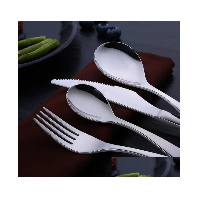 Flatware Sets Stainless Steel Cutlery Set Knife Fork And Spoon Dinnerware With Gift Box Creative Christmas Drop Delivery Home Garden K Dhig8