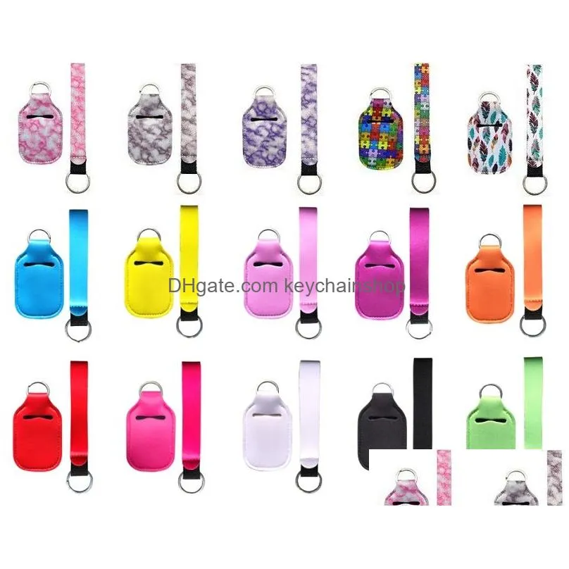 Keychains & Lanyards 1 Setis2Pcs Neoprene Hand Sanitizer Bottle Holder Keychain Wristlet Matching Delivery 30Ml Bottl Chapstick Drop Dhmbc