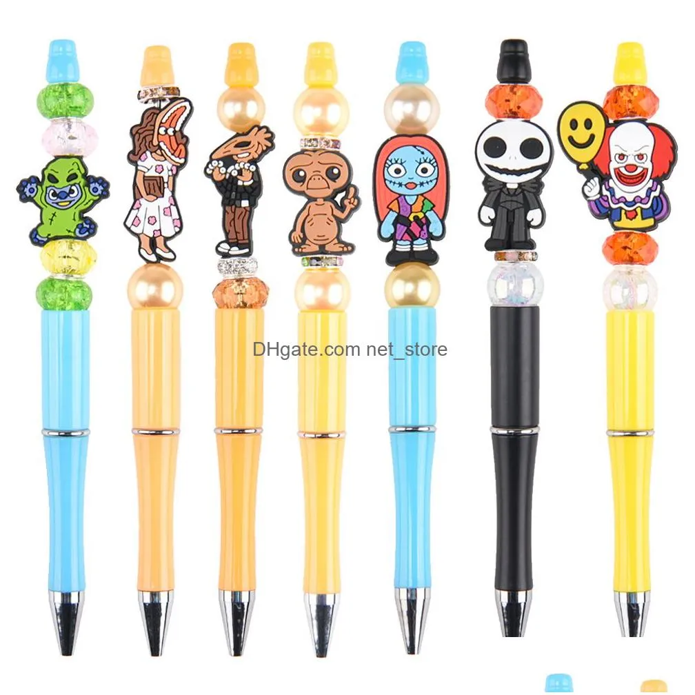 wholesale custom pvc pen charms ballpoint pen colorful cute decoration students pen accessories for school