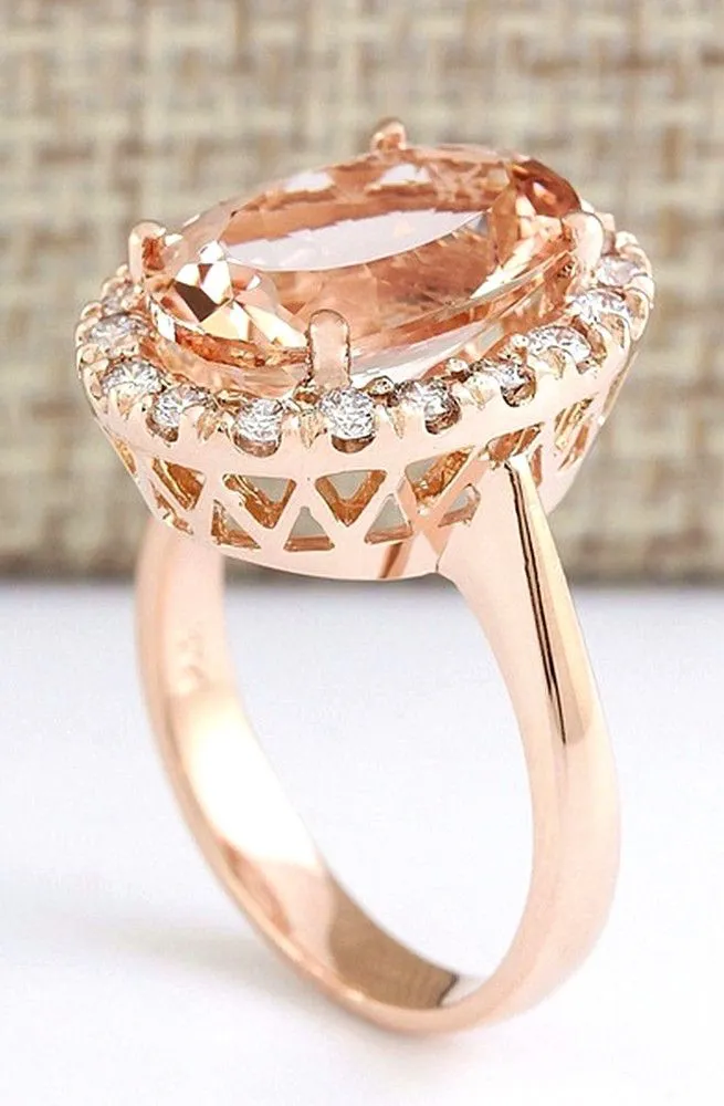Luxury Oval gemstones champagne crystal zircon diamonds rings for women 18k rose gold color jewelry bijoux bague party