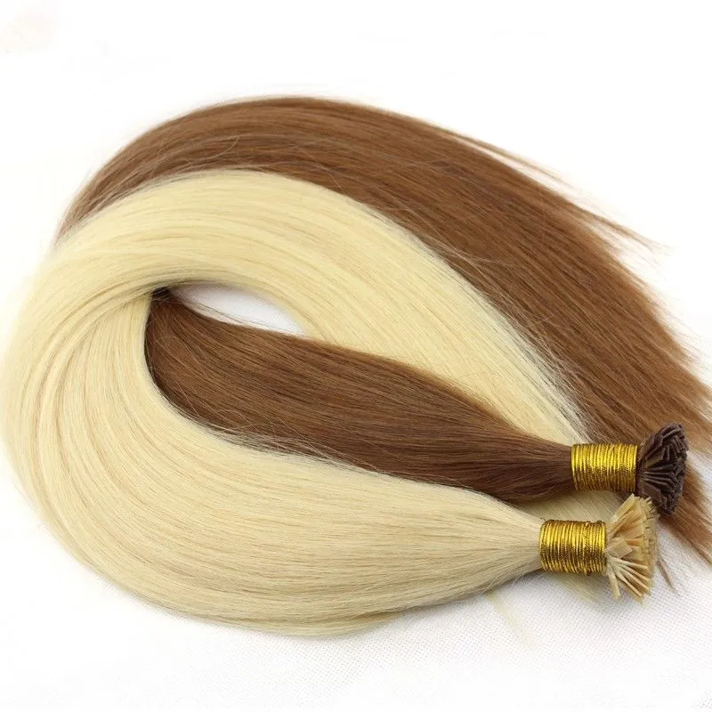 1gr strand 300st Lot Italian keratin Flat tip in hair extension 16 18 20 22 24inch Russion human hair extensions Free express