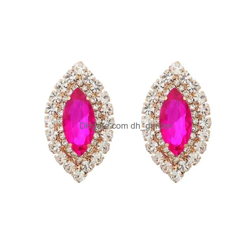 Dangle & Chandelier New Pattern Mticolor Oversized Rhinestone Stud Earrings Jewelry For Women Crystal Geometric Accessories Dhgarden Dhrdj