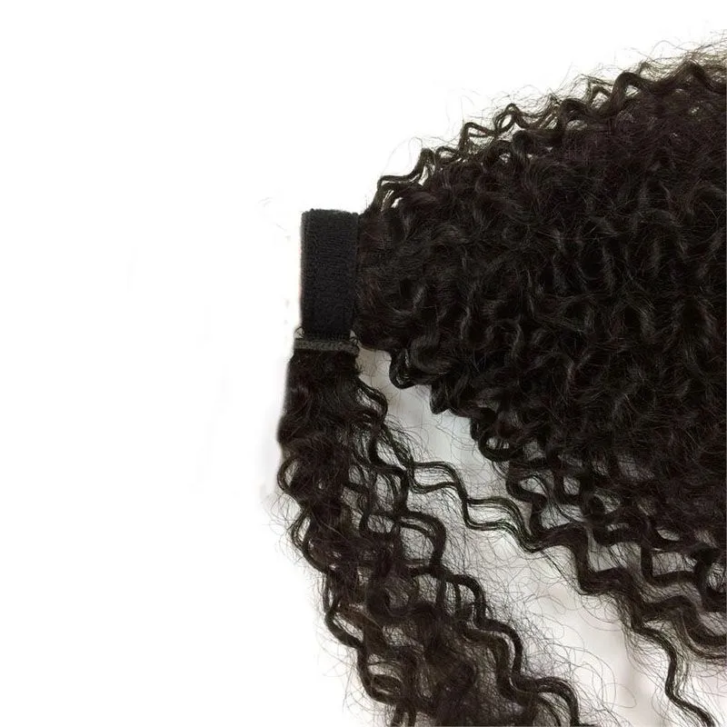 Top Quality curly Ponytail hairpiece European Human Hair extensions