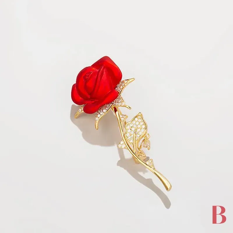 Brooches Creative Beautiful Rose Flower Collection For Women Lady Elegant Pin Summer Design Party Valentine`s Day Gift